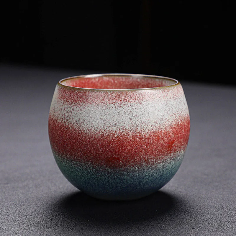 Mythstone Retro Red Gradient Kiln Change Ceramic Teacup Kung Fu Tea Cup - Image 8