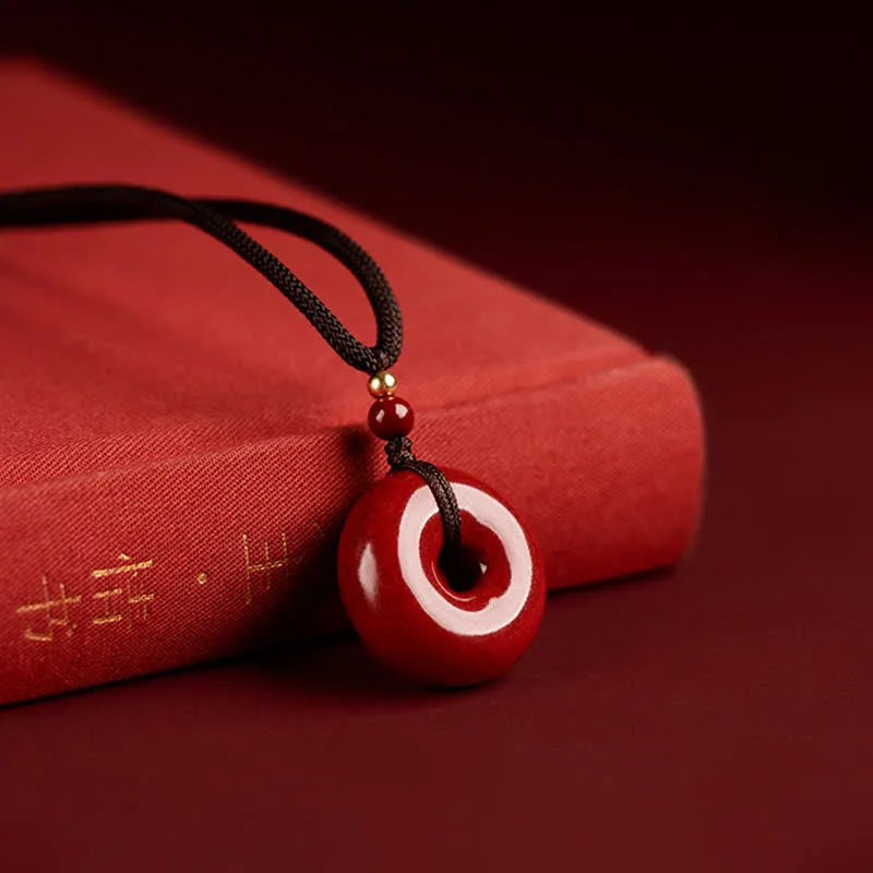 Mythstone Cinnabar Peace Buckle Calm Blessing Necklace Pendant - Image 7