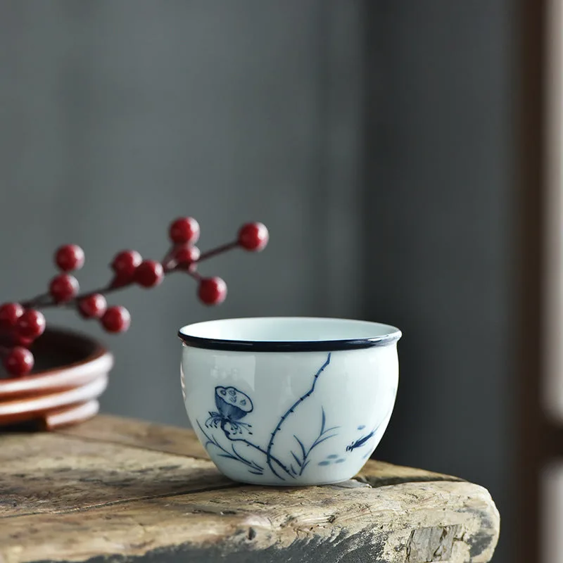 Mythstone - Koi Fish Lotus Flower Leaf Mountains Tree Ceramic Teacup Kung Fu Tea Cup 130ml - Image 5
