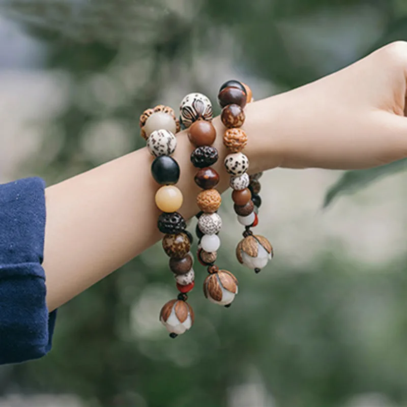 Mythstone Bodhi Seed Lotus Wisdom Peace Wrist Mala Bracelet - Image 2