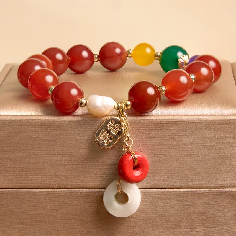 Mythstone Jade Red Agate Peace Buckle Charm Confidence Bracelet - Image 7
