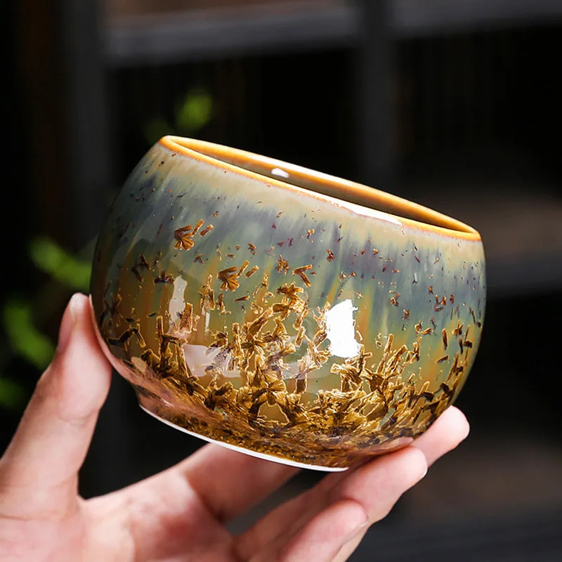 Mythstone Colorful Brown Ceramic Teacup Kung Fu Tea Cup Bowl - Image 2