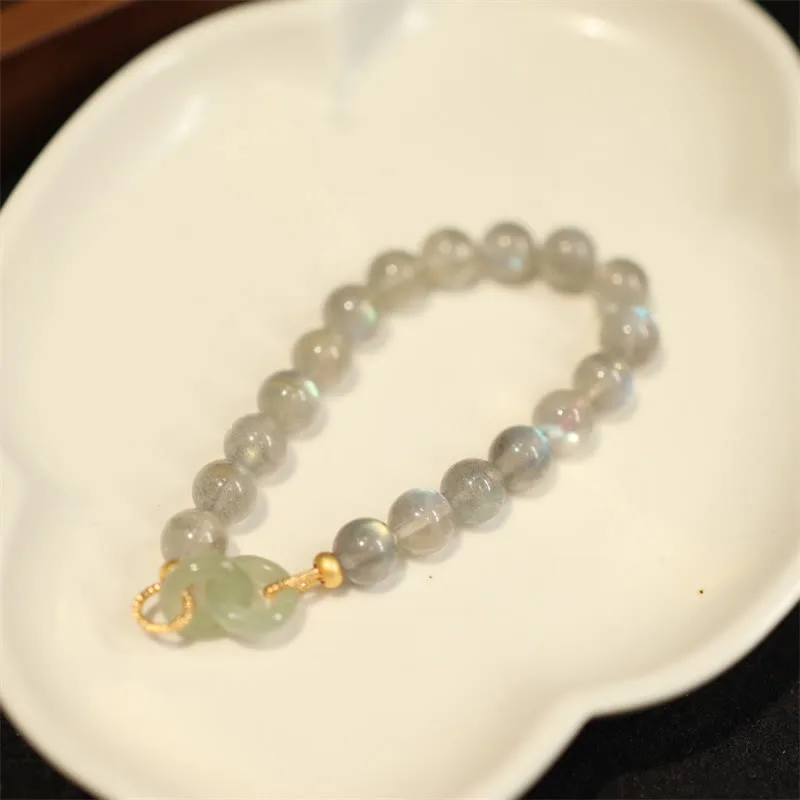 Mythstone Natural Moonstone Heitan Jade Peace Buckle Healing Bracelet - Image 4