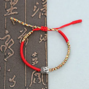 Mythstone Handmade Colorful King Kong Knot Buddha Serenity String Bracelet