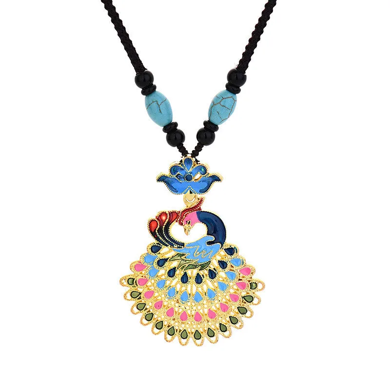 Mythstone Colourful Peacock Amber Turquoise Agate Fortune Necklace Pendant - Image 4