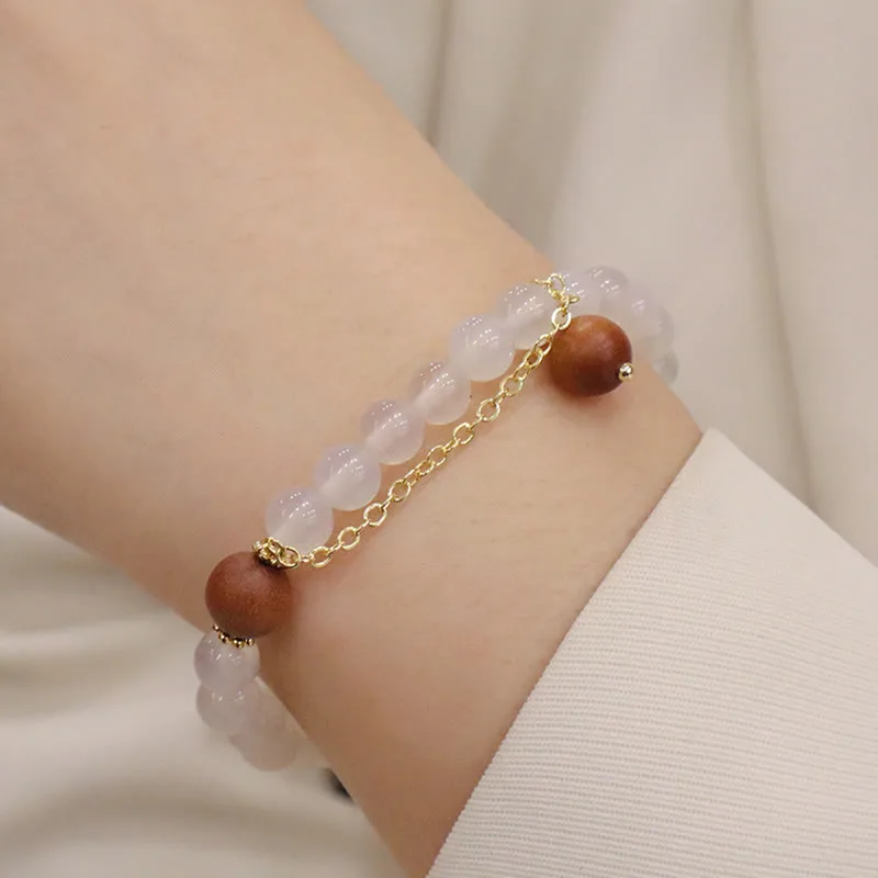 Mythstone Sandalwood Cat's Eye Fu Character Charm Protection Bracelet - Image 11