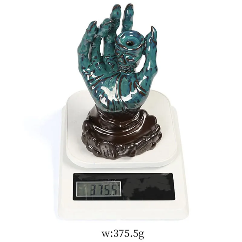 Mythstone Halloween Ghost Hand Skull Head Ceramic Peace Healing Incense Burner Decoration - Image 17