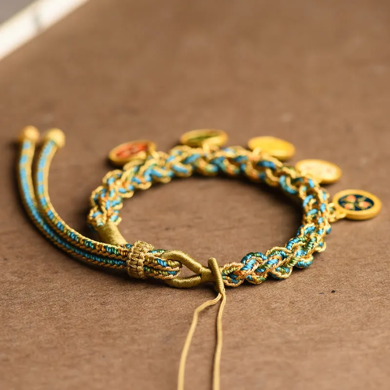 Mythstone Tibetan Five God Of Wealth Luck Handcrafted Braid String Bracelet - Image 3