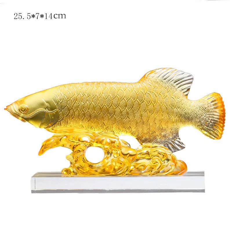 Mythstone - Handmade Liuli Crystal Koi Fish Art Piece Luck Home Office Decoration - Image 12
