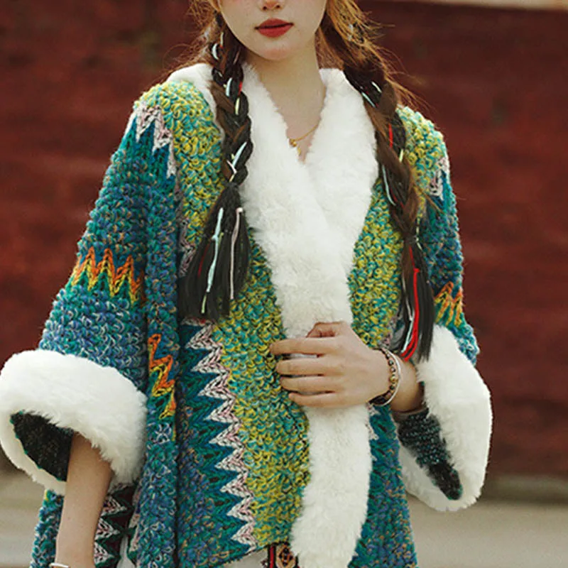 Mythstone Tibetan Multicolored Striped Shawl Winter Cozy Travel Scarf Wrap - Image 22