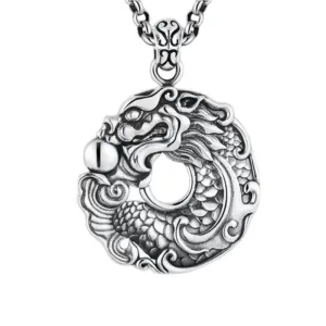 Mythstone Koi Fish Dragon Peace Buckle Wealth Necklace Pendant