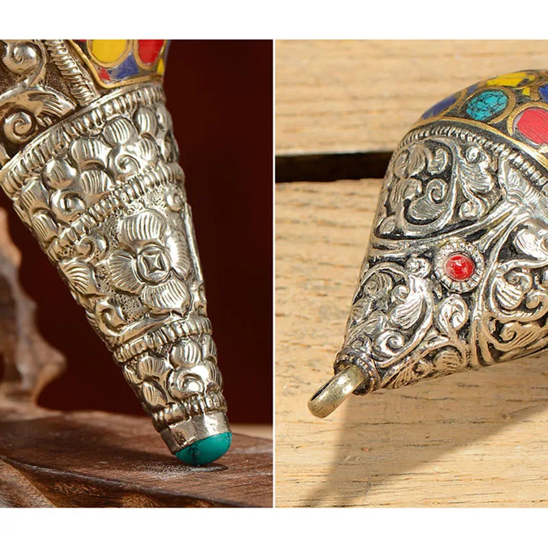 Mythstone Tibetan Handmade Natural Shankha Colorful Conch Shell Seashell Wealth Home Decoration - Image 5