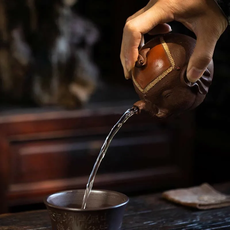 Mythstone Cute Elephant Auspicious Clouds Purple Clay Ceramic Teapot - Image 2