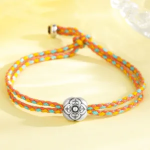 Mythstone 999 Sterling Silver Persimmon Luck Multicolored Braided Bracelet