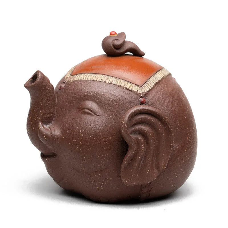 Mythstone Cute Elephant Auspicious Clouds Purple Clay Ceramic Teapot - Image 10