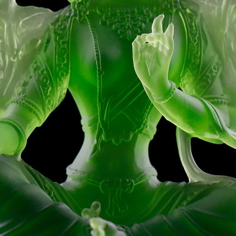 Mythstone Bodhisattva Green Tara Handmade Liuli Crystal Art Piece Protection Home Office Statue Decoration - Image 4