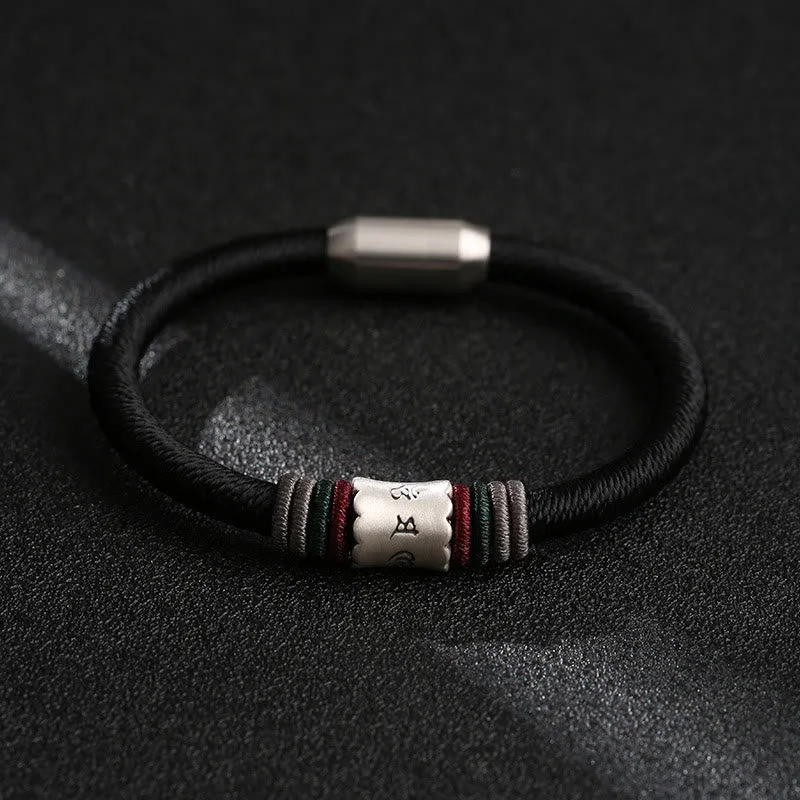 Mythstone 999 Sterling Silver Om Mani Padme Hum Peace Magnetic Buckle Bracelet - Image 2