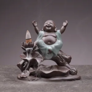 Mythstone Little Monk Ceramic Lotus Blessing Incense Burner Decoration