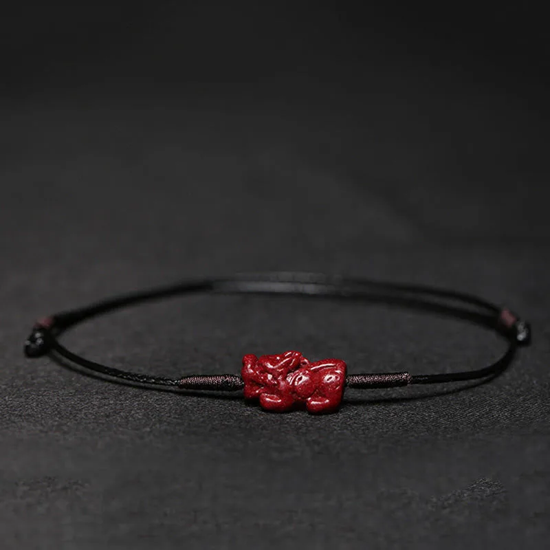 Mythstone - Handmade Plum Blossom Four Leaf Clover PiXiu Lotus Koi Fish Cinnabar Blessing Braid Bracelet - Image 21