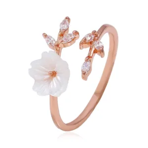 Mythstone Plum Blossom Leaf Pattern Copper Luck Ring