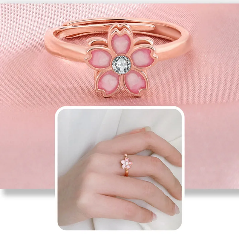 Mythstone 925 Sterling Silver Cherry Blossom Blessing Chain Bracelet Rotatable Ring - Image 21