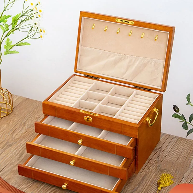 Mythstone Retro Solid Wood Jewelry Box Four-Layer Wooden Jewelry Storage Box - Image 20