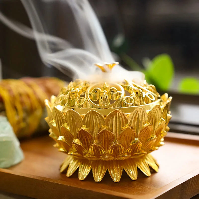 Mythstone Tibetan Lotus Shaped Purify Incense Burner - 图片 10
