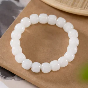 Mythstone Hetian White Jade Happiness Blessing Bracelet