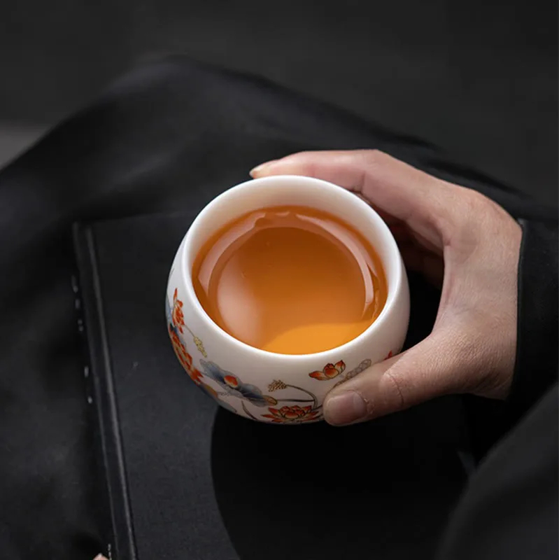 Mythstone Phoenix Dragon Lotus Deer Ancient Building Koi Fish Ceramic Teacup Kung Fu Tea Cups - Image 10