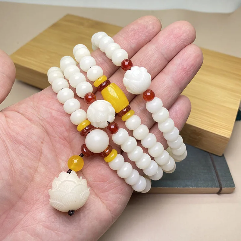 Mythstone Lotus Bodhi Seed Mala 108 Beads Protection Bracelet - Image 3