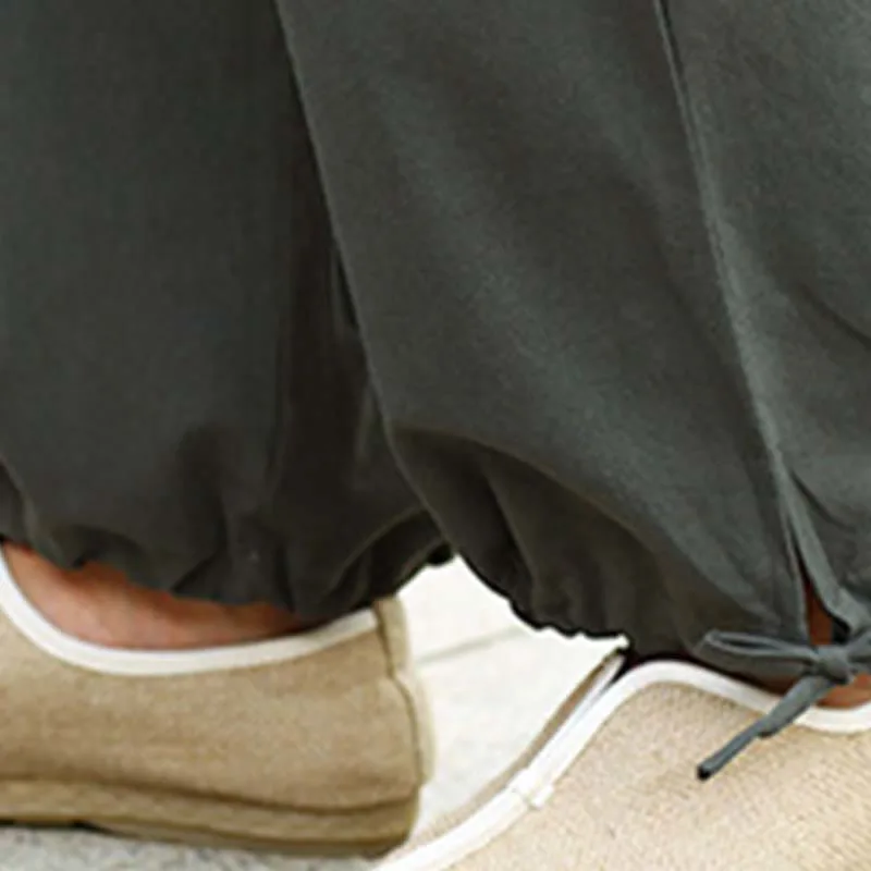 Mythstone 2Pcs Half Sleeve V-Neck Shirt Top Pants Meditation Zen Tai Chi Linen Clothing Women's Set - Image 23