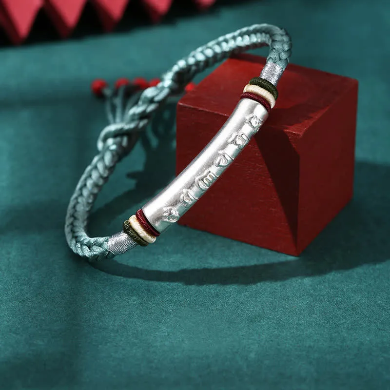 Mythstone 999 Sterling Silver Om Mani Padme Hum Protection Strength String Bracelet - Image 10