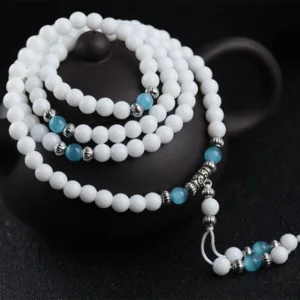 Mythstone Tibetan Tridacna Stone Harmony Mala Bracelet
