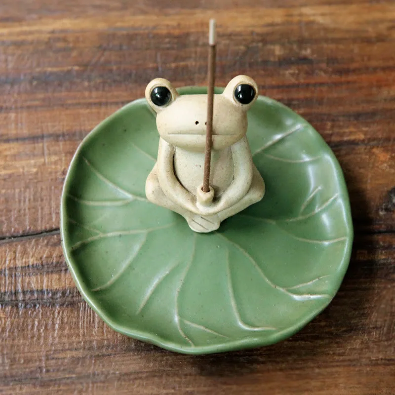 Handmade Ceramic Stick Frog Incense Burner Decoration - Image 2