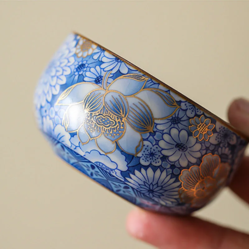 Mythstone Lotus Chrysanthemum Plum Blossom Flower Teacup Kung Fu Tea Cup Teapot - Image 4