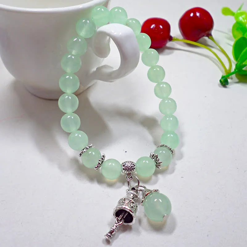 Mythstone Vintage Crystal Chalcedony Stone Energy Beaded Bell Charm Bracelet - Image 14