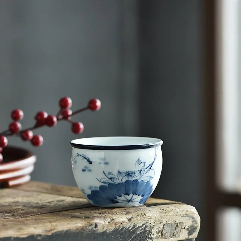Mythstone - Koi Fish Lotus Flower Leaf Mountains Tree Ceramic Teacup Kung Fu Tea Cup 130ml - Image 3