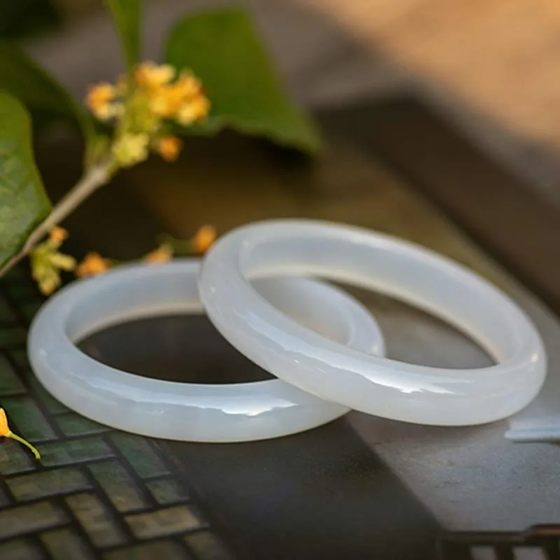 Mythstone Natural Chalcedony Harmony Positive Bracelet Bangle - Image 9