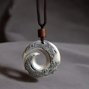 Mythstone One's Luck Improves Design Pattern Copper Luck Necklace Pendant