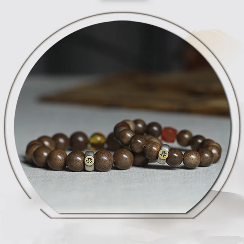 Mythstone Chinese Zodiac Natal Buddha Kalimantan Agarwood Red Agate Amber 925 Sterling Silver Bracelet - Image 18