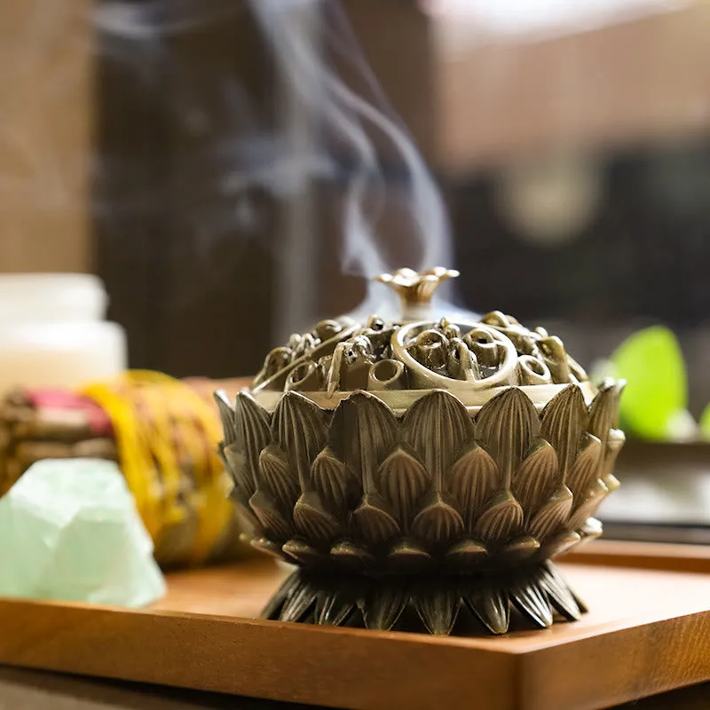 Mythstone Tibetan Lotus Shaped Purify Incense Burner - 图片 7