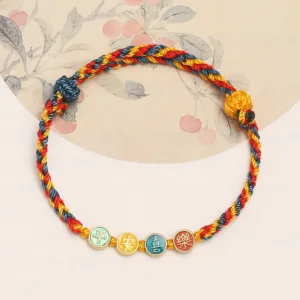 Mythstone Handmade Dunhuang Color Thread Peace And Joy Protection Braid String Bracelet