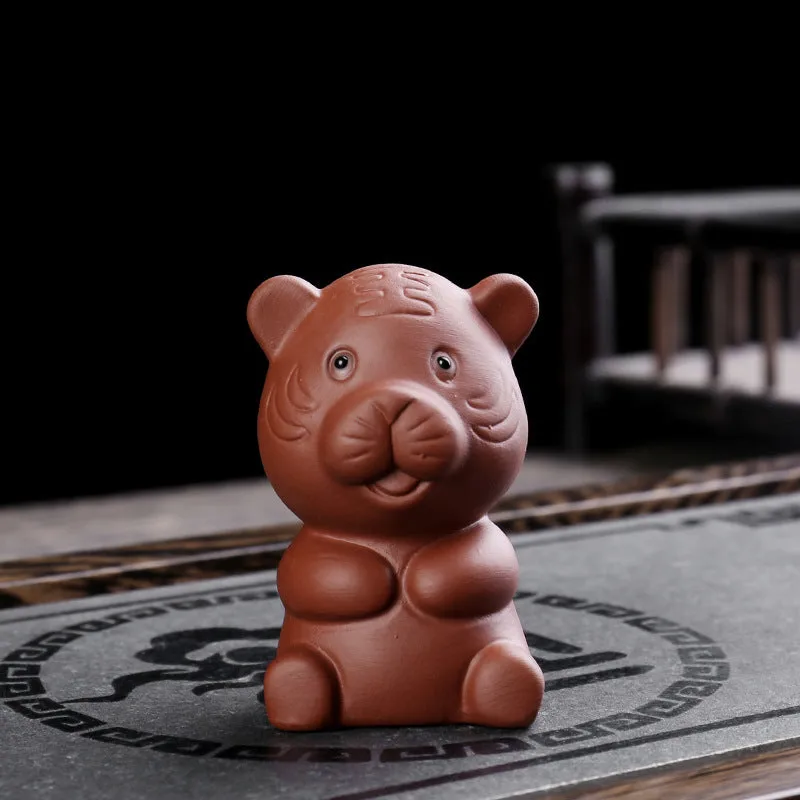 Mythstone Chinese Zodiac Purple Clay Wealth Ceramic Tea Pet Home Figurine Decoration - Image 9