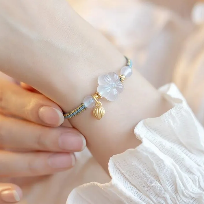 MythStone Red Agate Jade Lotus Confidence Calm String Bracelet - Image 21