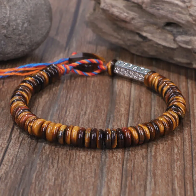 Mythstone Tibetan Tiger Eye Om Mani Padme Hum Protection Power Bracelet - Image 3