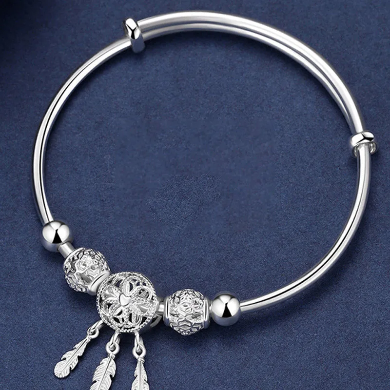 Mythstone Tibetan White Copper Blessing Dream Catcher Charm Bracelet - Image 2