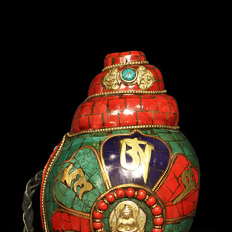 Mythstone Tibetan Handmade Shankha Om Mani Padme Hum Buddha Conch Shell Lucky Decoration - Image 10