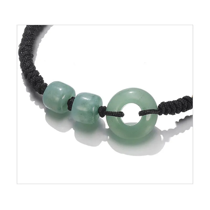 Mythstone 2Pcs Green Aventurine White Jade Peace Buckle Luck Braided Couple Bracelet - Image 15