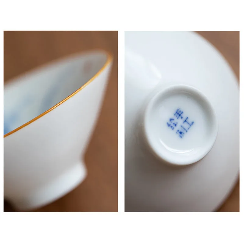 Mythstone - Mandala Flower Koi Fish Lotus Bird Persimmons Teacup Kung Fu Tea Cup 50ml - Image 19