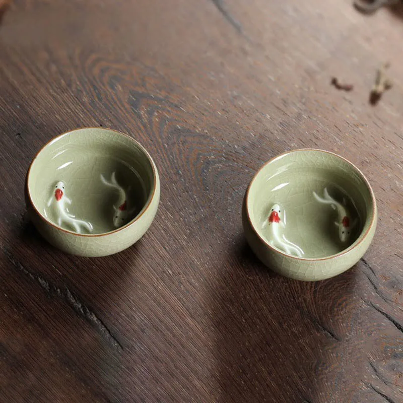 Mythstone Colorful Koi Fish Ceramic Teacup Kung Fu Tea Cup Bowl - Image 49